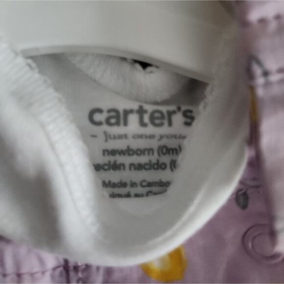 Just One You by Carter’s Lemon Print Purple Shortalls Set NWT Size Newborn - Picture 2 of 7